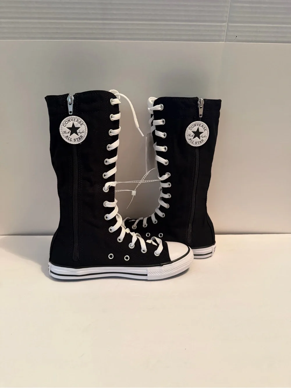 NWT Converse Chuck Taylor Black knee high Lace-Up Sneakers with White Accents